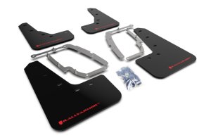 Tesla Model 3 Mud Flap Kit - Rally Armor - UR Series with Red Logo - Black - `17-`23 Tesla Model 3 Mud Flap Kit - Rally Armor - UR Series with Red Logo - Black - `17-`23
